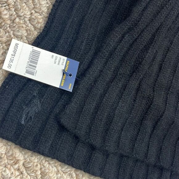 Polo Ralph Lauren Cashmere-Blend Wide Rib Knit Scarf Black-One Size - Picture 2 of 3